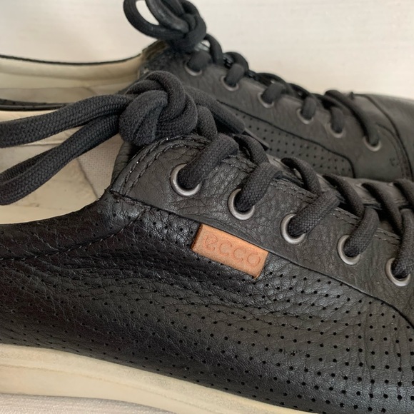 ECCO Soft7 Black Perforated Leather Lace Up Extra Width Sneakers Men’s EU45 US11 - Picture 7 of 14